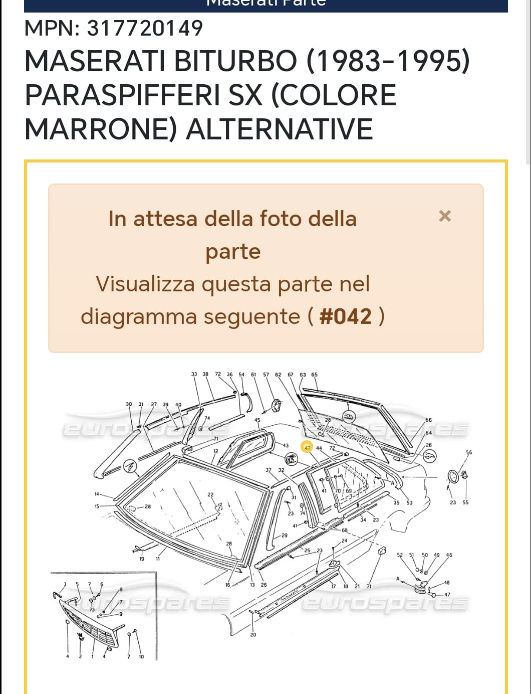 317720149 / 317720150 PARASPIFFERI SX e DX MARRONE NUOVA (coppia)