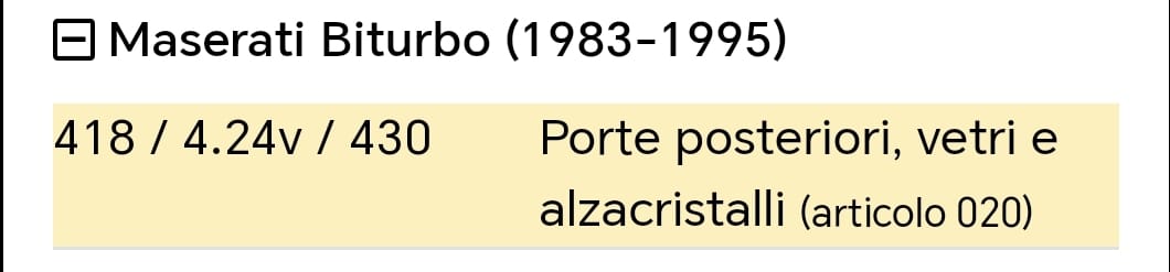 314720350 GUARNIZIONE PORTA POSTERIORE MASERATI 4 SPORTELLI