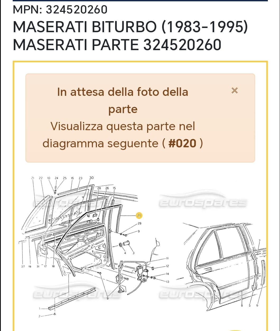 314720350 REAR DOOR SEAL MASERATI 4 DOORS